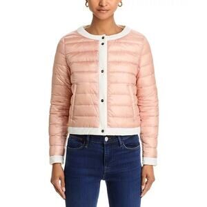Herno Matte Trim Quilted Short Jacket in Rose Pink White 38 US 2